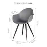 Eetkamerstoel Luca - Grijs - Kunststof